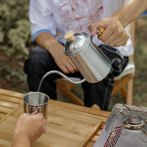 Hand-impacted camping coffee pot leaks stainless steel hung ear bubble teapot and canned pot camping kettle