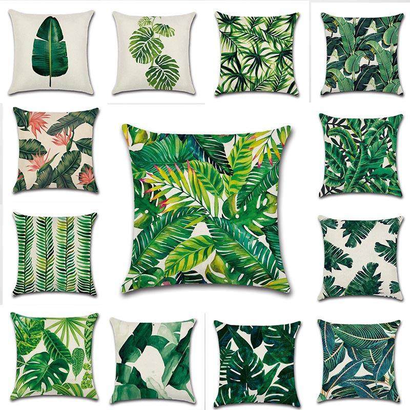 Tropical Plant Printed Loin Pillowcase Pillow Cases Chair