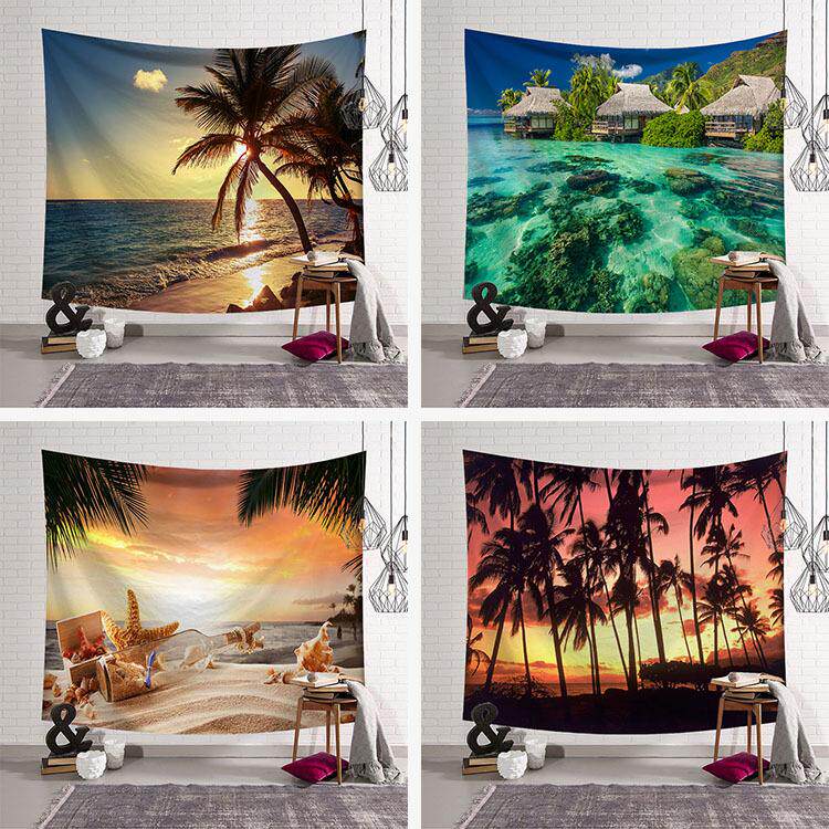 Wall Hanging Seaside Sunset Landscape Tapestries Yoga