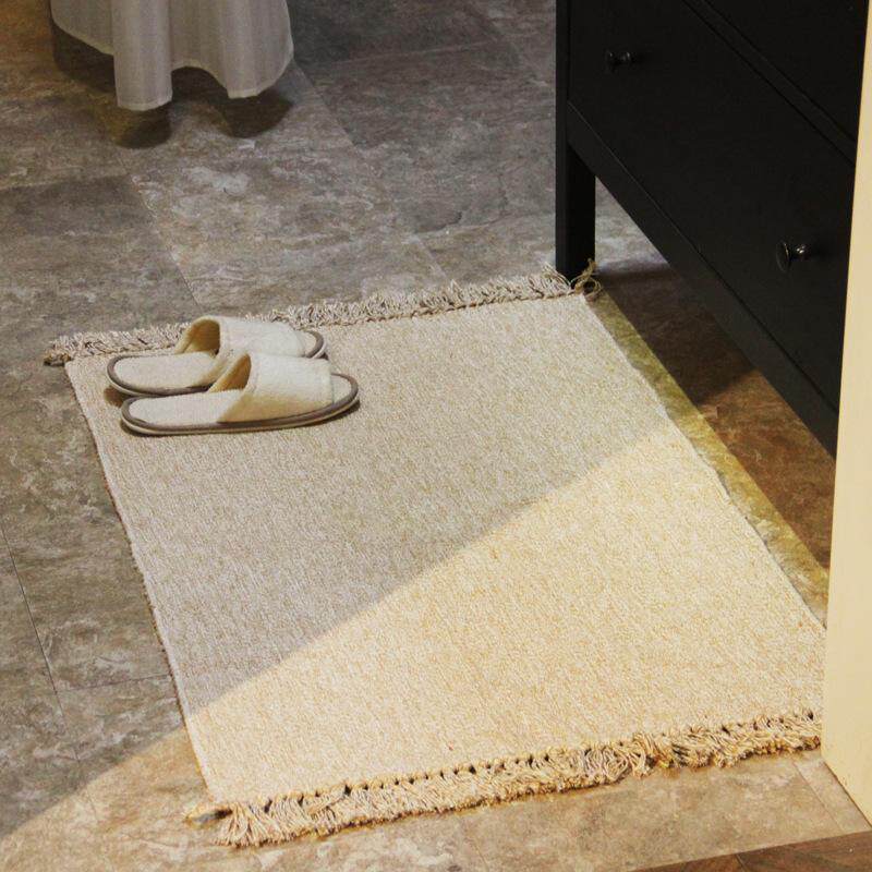 Woven Cotton Linen Carpet Tassel Bedside Rug Geometric Floor