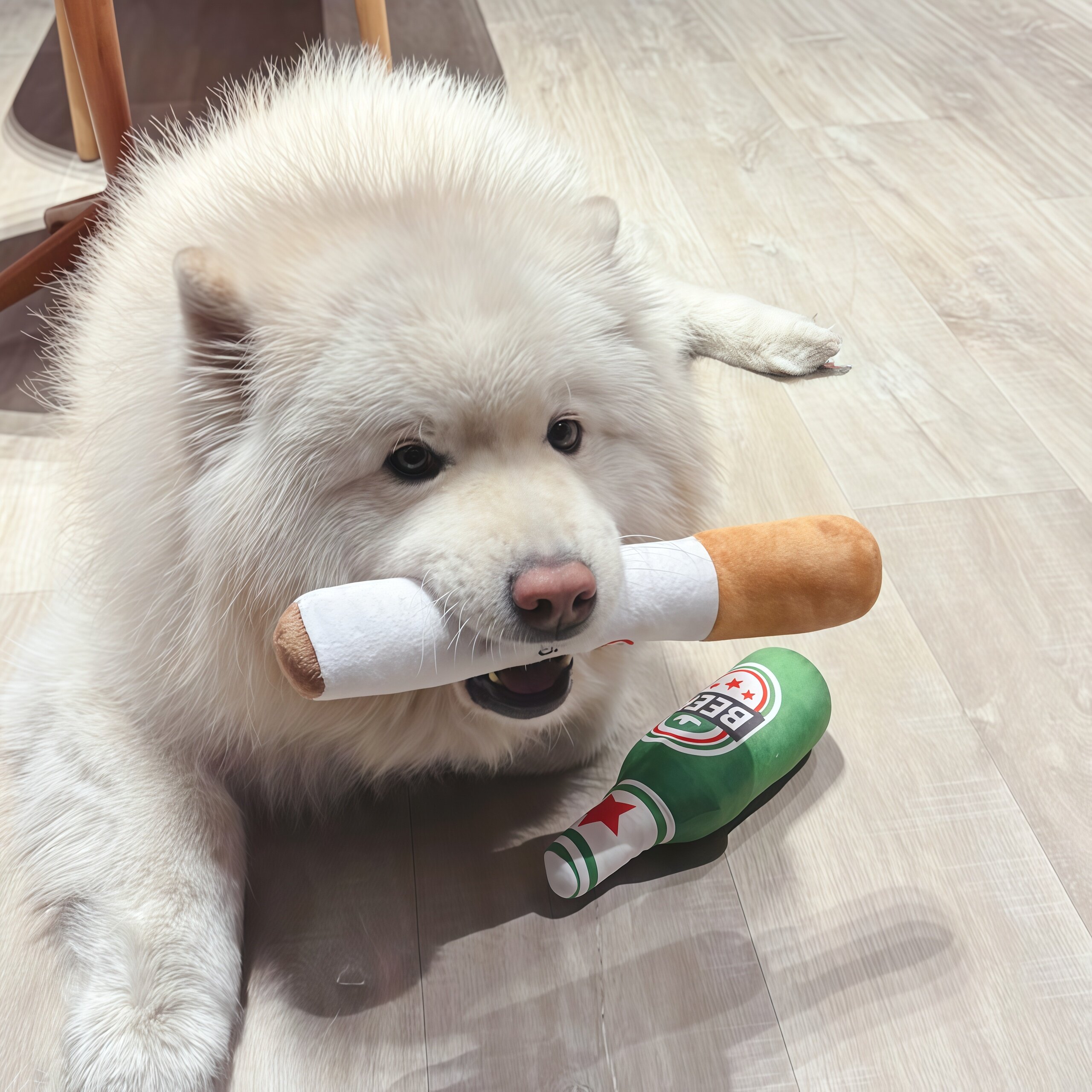 dog cigarette toy 🐶 [new favorite for dogs] whiskey bottle-shaped cigarette toy makes your  pet happy! 🌟