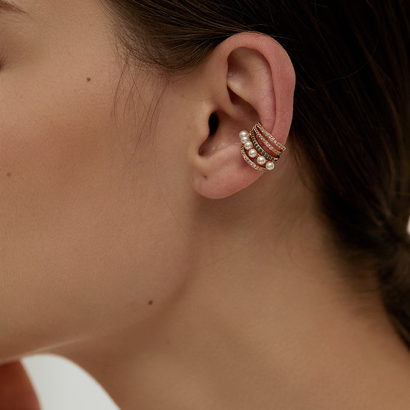 QIEMLIY small crowdsourced pearl ear clip without earbur with high level sensation light and luxurious ear clip retro fashion earrings