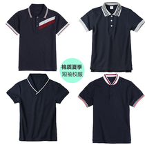 Childrens POLO shirt half sleeves Ticket Blue Middle School students England Wind Boys hide green short sleeve T-shirt summer uniform