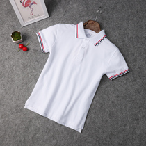 Boy white T-shirt summer pure cotton thin girl short sleeve shirt lead children polo shirt school students white school uniform