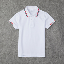 Children white POLO shirt school uniform in the middle of the T-girl summer thin boy white short sleeve T-shirt