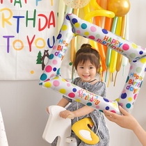 ins South Korean online red photo frame Balloon Aluminum Film Fun Birthday Party Decoration Graduation Get-together Photo props
