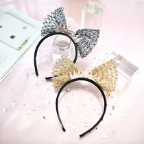 Crown headdress with yarn Childrens princess pink birthday decoration hairband Crown little girl year-old hair accessory headband