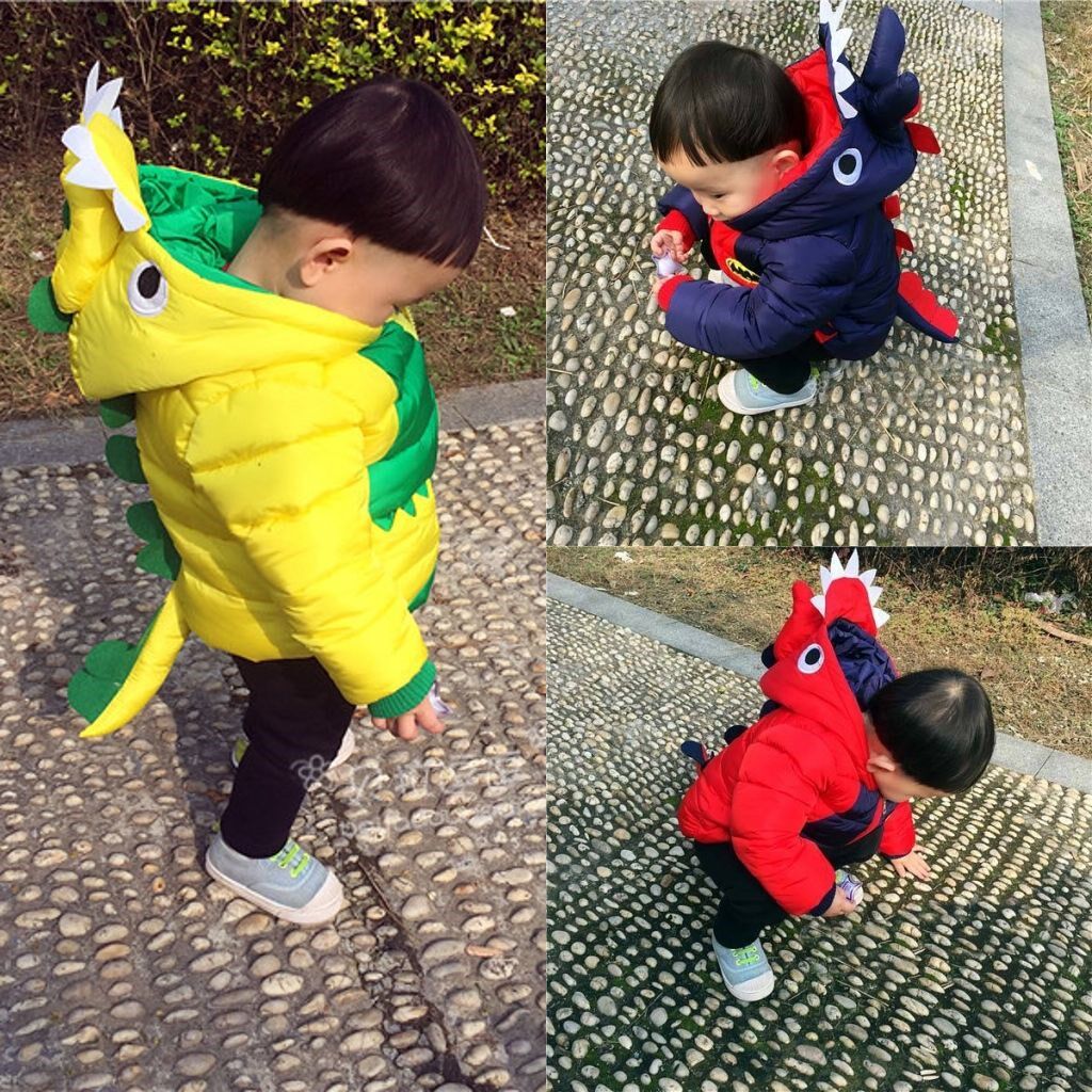 Dinosaur jacket boy children's clothing winter baby cotton-padded jacket thickened down padded jacket girls cartoon cotton-padded jacket middle and small children's fashion