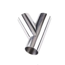 304 stainless steel sanitary grade diagonal Y type tee 316Y shaped fork opening 45 degrees welding inclined triangular tee