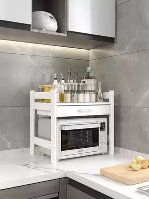 Microwave oven shelf Double-layer countertop Stainless steel oven kitchenware supplies Household kitchen retractable storage layer shelf