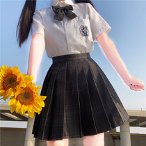 Original carbon ash jk plaid skirt Japanese uniform skirt student class uniform set academy style summer short sleeves 2021 new model