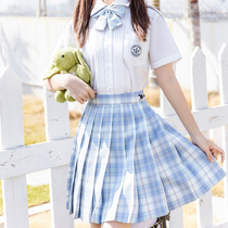 White dark JK uniform skirt genuine one full set short sleeve spring summer high school student shirt female college style skirt set