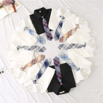 jk uniform shirt black student college style Japanese basic style round neck neck long sleeve white shirt base top