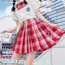 Japanese JK uniform skirt genuine basic school uniform high school student summer strawberry cute multi pink plaid skirt set