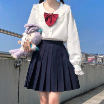 Japanese jk coat womens autumn and winter New sweet doll collar Lolita with bow lace stitching white shirt