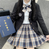 JK uniform autumn winter genuine student wear college style blazer womens small man set plaid skirt school for sense of stock