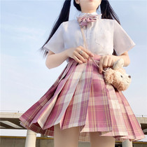 JK uniform pleated skirt girl spring dress 2021 new Mori female tribe half-body checkered skirt set two-piece set of foreign atmosphere