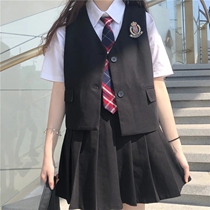 College style pure womens sweet suit student short sleeves 2021 new womens vest pleated skirt two-piece set