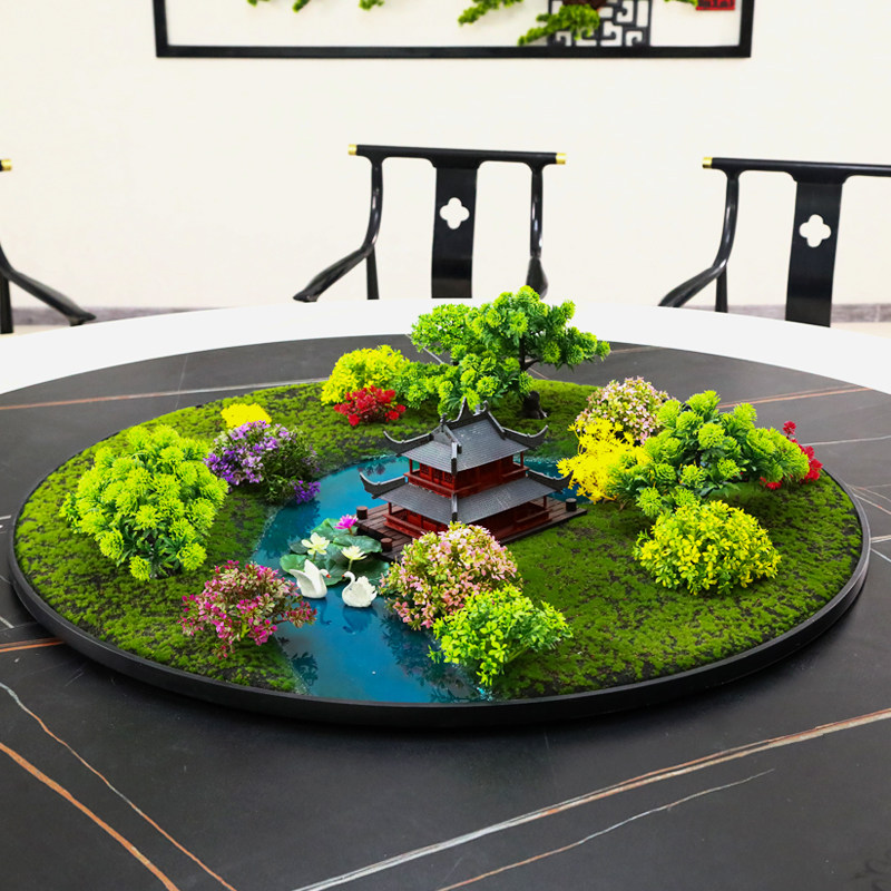 New Chinese hotel dining table decoration decoration piece miniaturized art landscape restaurant round table flower