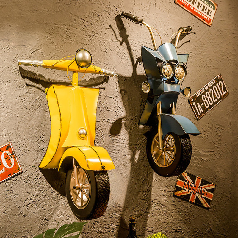 Retro Industrial Style Iron Art 3D Stereo Motorcycle Wall Decoration Bar Car Beauty Shop Creative Metal Pendant