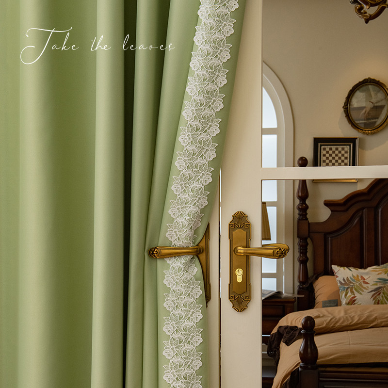 American Fields Garden Curtains Retro 2022 New Living Room Bedroom Ins Wind Custom Lace All Shading Light Extravagant