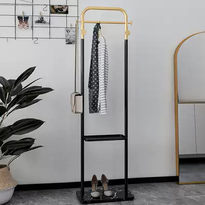 Marble metal coat rack floor hanging clothes rack bedroom simple household double layer hanger rack light luxury