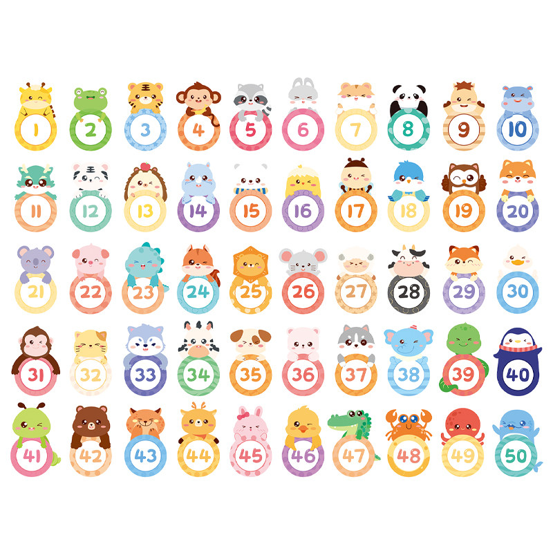 Household table number stickers table number waterproof kindergarten reward children sticky notes size number animal stickers self-adhesive