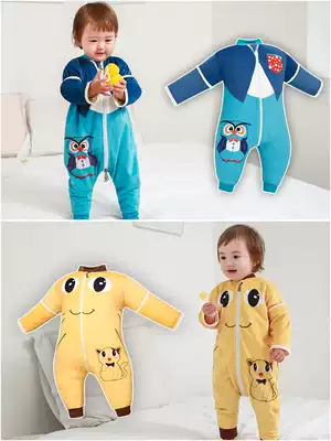 Baby sleeping bag children's anti-kick quilt spring and autumn thin split-leg sleeping bag baby four seasons universal middle and large children's jumpsuit summer