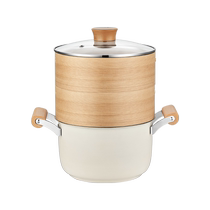 Small steamer household double-layer bamboo steamer two-layer steamed buns steamed buns 304 stainless steel cooking stew induction cooker gas stove