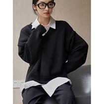 Louvre Autumn New Korean Style Simple Style V-neck Knitted Sweater Loose Profile Casual Lazy Top for Women