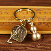 Brass key buckle pure copper hand pendant leopard Dustpan Gourd Creative Personality Car Key Chain Pendant Pendant Accessories