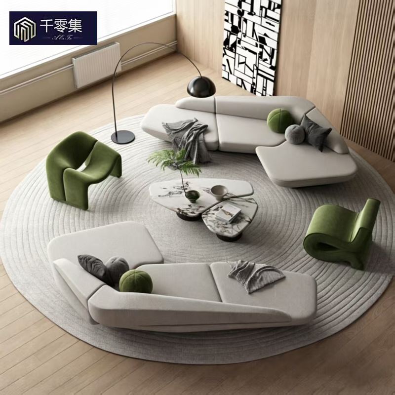 Modern Hotel Lobby Sofa Set, Sales Office Reception Curved Sofa, Club Vip Room Leisure Booth