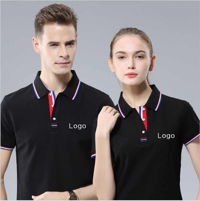 Summer short-sleeved lapel T-shirt custom printed logo golf stripe collar polo shirt overalls embroidery