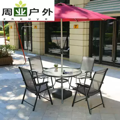 Outdoor folding table and chair outdoor balcony courtyard garden table and chair coffee table and chair Hotel Park table and chair set