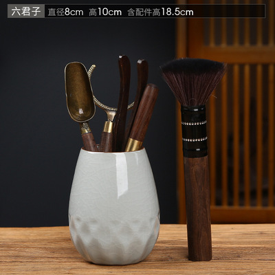 Solid wood six gentleman tea set accessories set tea making tools tea coaster ebony tea ceremony 6 gentleman tea knife high-end