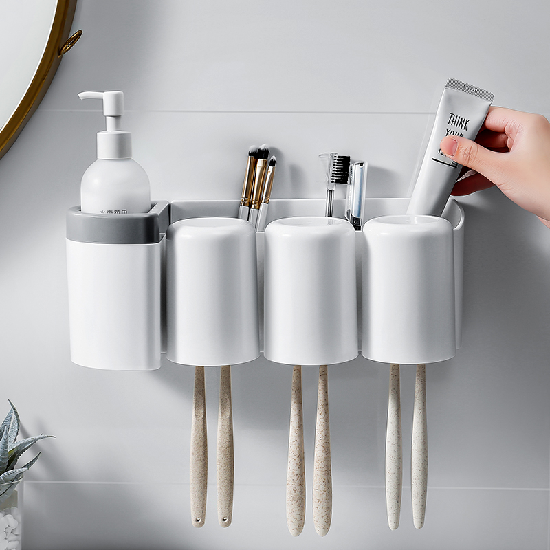 Japan imported MUJIE powder room punch-free toothbrush holder set wall-mounted rack