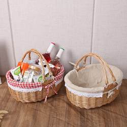 Double handle linen linen wicker picnic blue activity handle whole willow weaving storage basket fruit basket gift basket