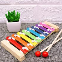 Baby wooden music toy that can be played by 8-month-old baby with 1-2-3-year-old eight-note xylophone