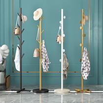 Modern light luxury floor-standing coat rack bedroom marble metal hanging clothes storage rack simple home storage rack