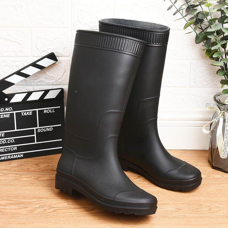 Fashion Rain Shoes Men's High Cylinder Water Boots Frosted Non-slip Waterproof Male with velvety Thickened Trendy Shoes Bull Gluten Bottom Rain Boots-Taobao