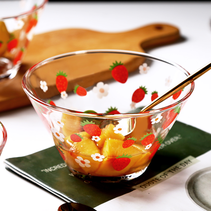 Jiayi kitchen even home Japanese glass salad bowl creative small fresh transparent fruit bowl large dessert bowl instant noodle bowl