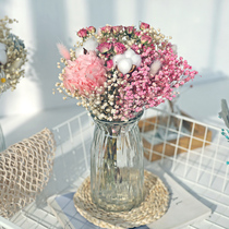Eternal life dried bouquet real flower Air dried natural starry rose diy material Living room home decoration ornaments with bottle
