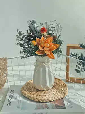 Dry flower real flower bouquet natural air dried pine cone eucalyptus leaf cotton home decoration wheat ear light luxury living room decoration