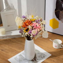 Eternal flower diy dried flower Real flower Air dried natural reed net red flower bouquet ins Light luxury living room decoration table decoration
