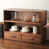 Solid wood cup holds tabletop plastic tea coffee cup cabinet black walnut drawer Middle Old edge cabinet