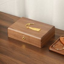 Walnut solid wood jewelry collection box high-end wood bracelet necklace necklace ear pendant ring fingertips