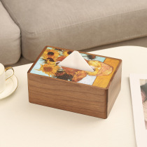 Tissue box living room light luxury high-end new Chinese creative solid wood paper box car commercial paper box custom logo