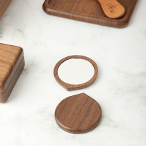 Walnut Little Mirror with Mini Portable Customized Advanced Sense Backster with Makeup Mirror