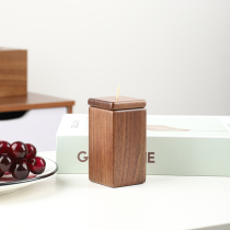 Black walnut toothpick jar toothpick box home living room cute solid wood restaurant creative Nordic minimalist toothpick tube