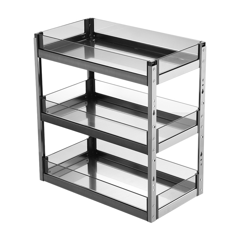 Kitchen integrated cabinet pull basket Glass narrow cabinet open door drawer type mini seasoning basket Built-in small size seasoning tool basket